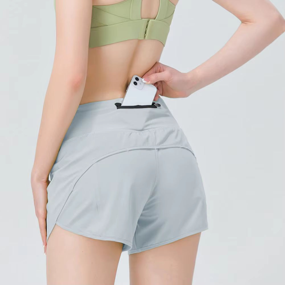 High Waist Breathable Nude Running Shorts Women'S Hip Lifting Tight Yoga Pants Training Quick Dry Fitness Sports Shorts