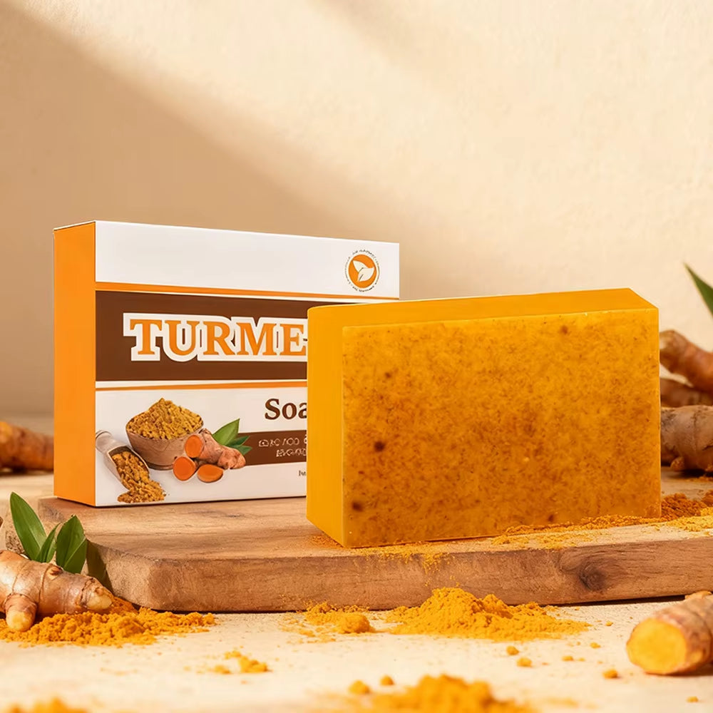 Turmeric Acne Removing and Whitening Essential Oil Soap with Collagen Protein and Citric Acid Lemon Handmade Scrubbing Soap