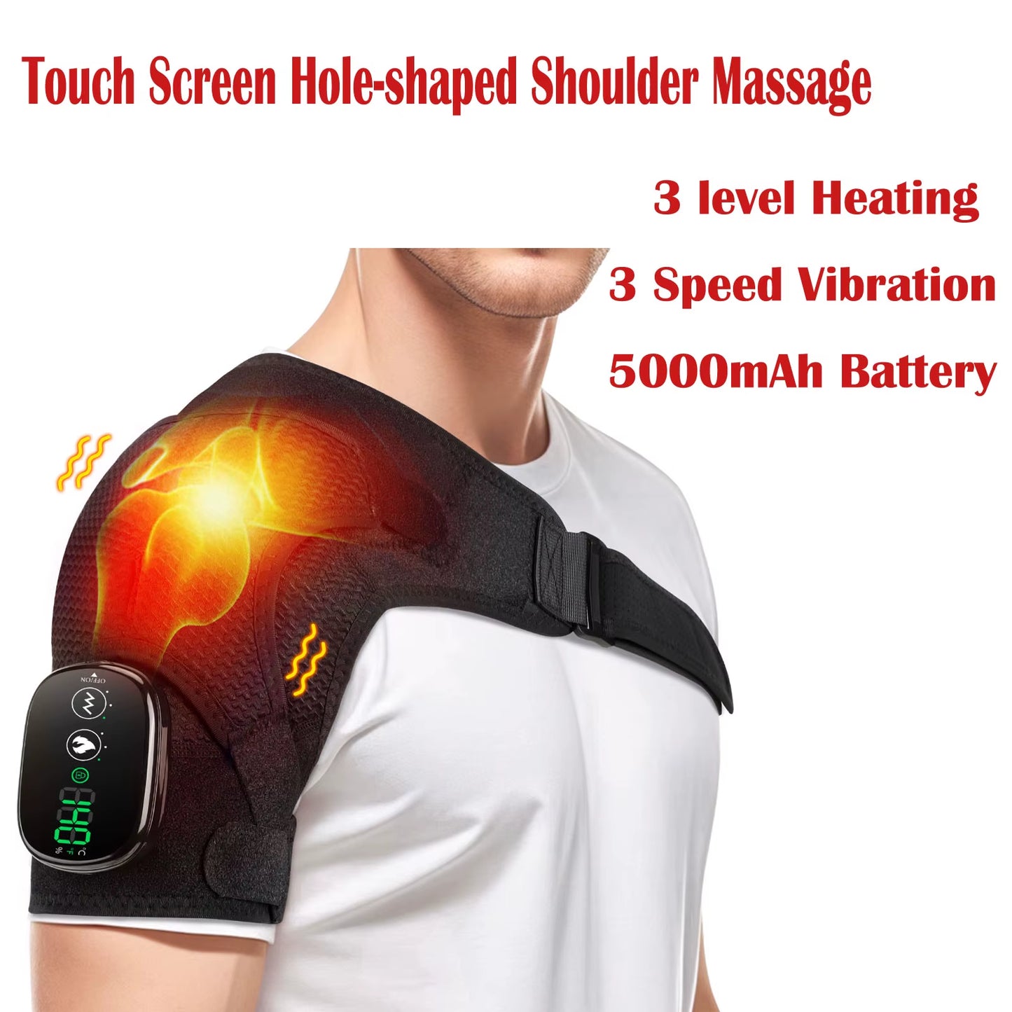Experience Ultimate Comfort with the 3-In-1 Heated Vibration Massager for Knee, Shoulder, and Elbow - Featuring 3 Heat Levels and 3 Vibration Modes with a Non-Slip Wrap Design