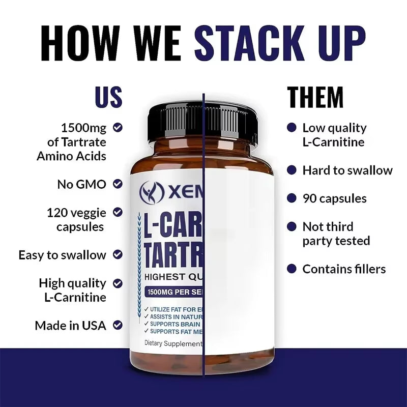 L-Carnitine - Fat Burning, Memory Enhancement, Muscle Growth, Weight and Body Management, Non-Gmo