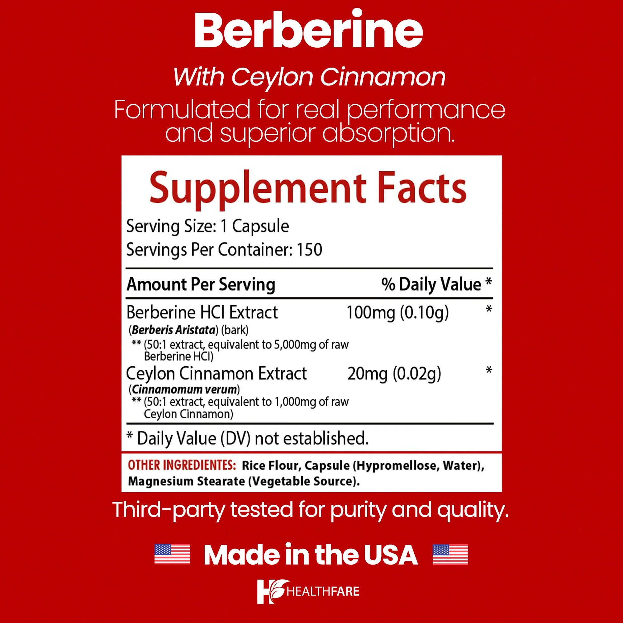 Berberine with Ceylon Cinnamon 6000Mg 150 Capsules
