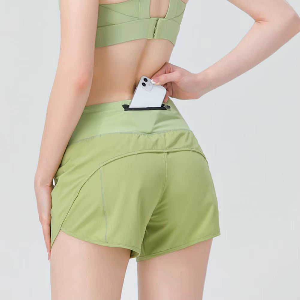 High Waist Breathable Nude Running Shorts Women'S Hip Lifting Tight Yoga Pants Training Quick Dry Fitness Sports Shorts