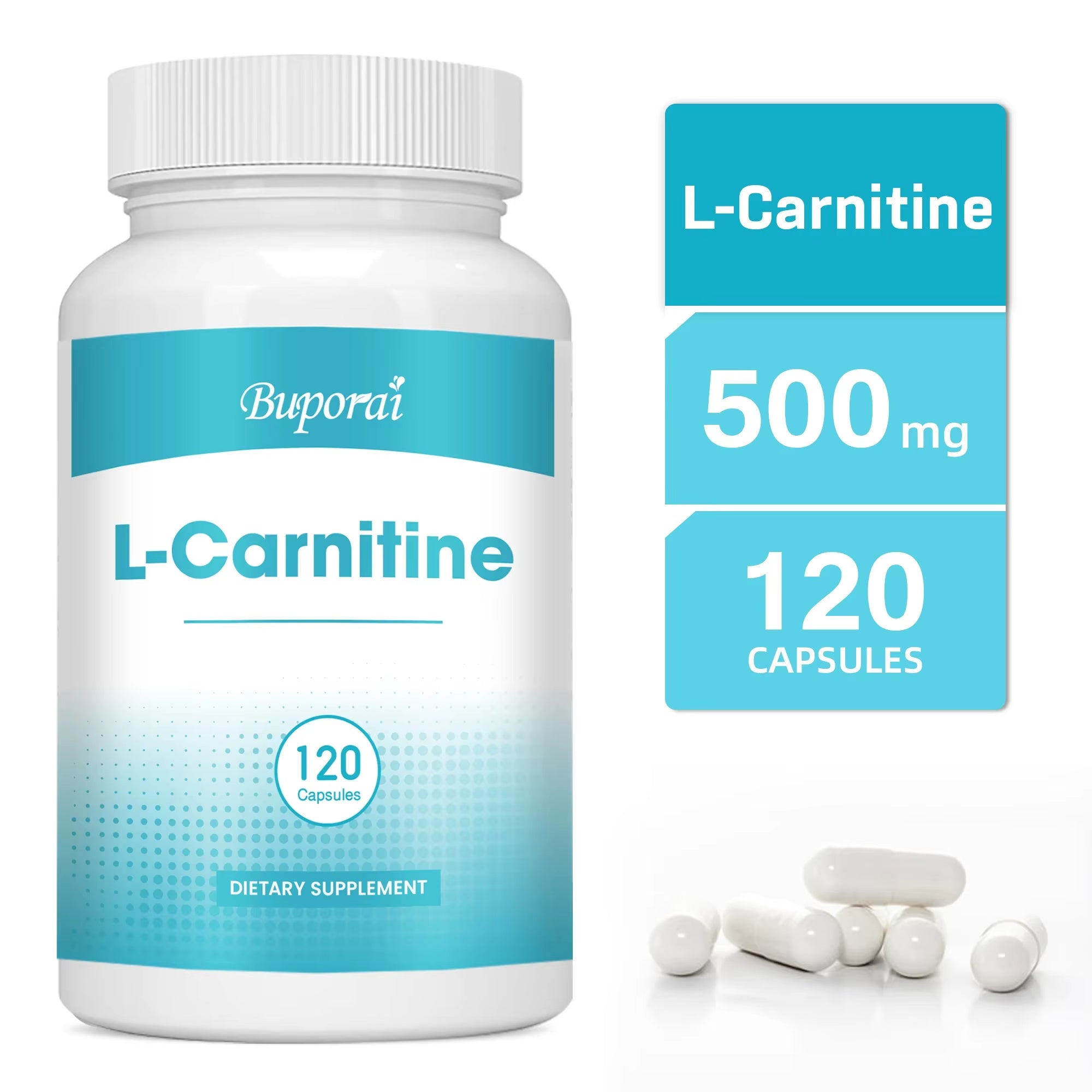 L-Carnitine - Burner Fat, Support Energy, Grow Muscles, Promote Metabolism, Improves Memory and Concentration - 120 Capsules