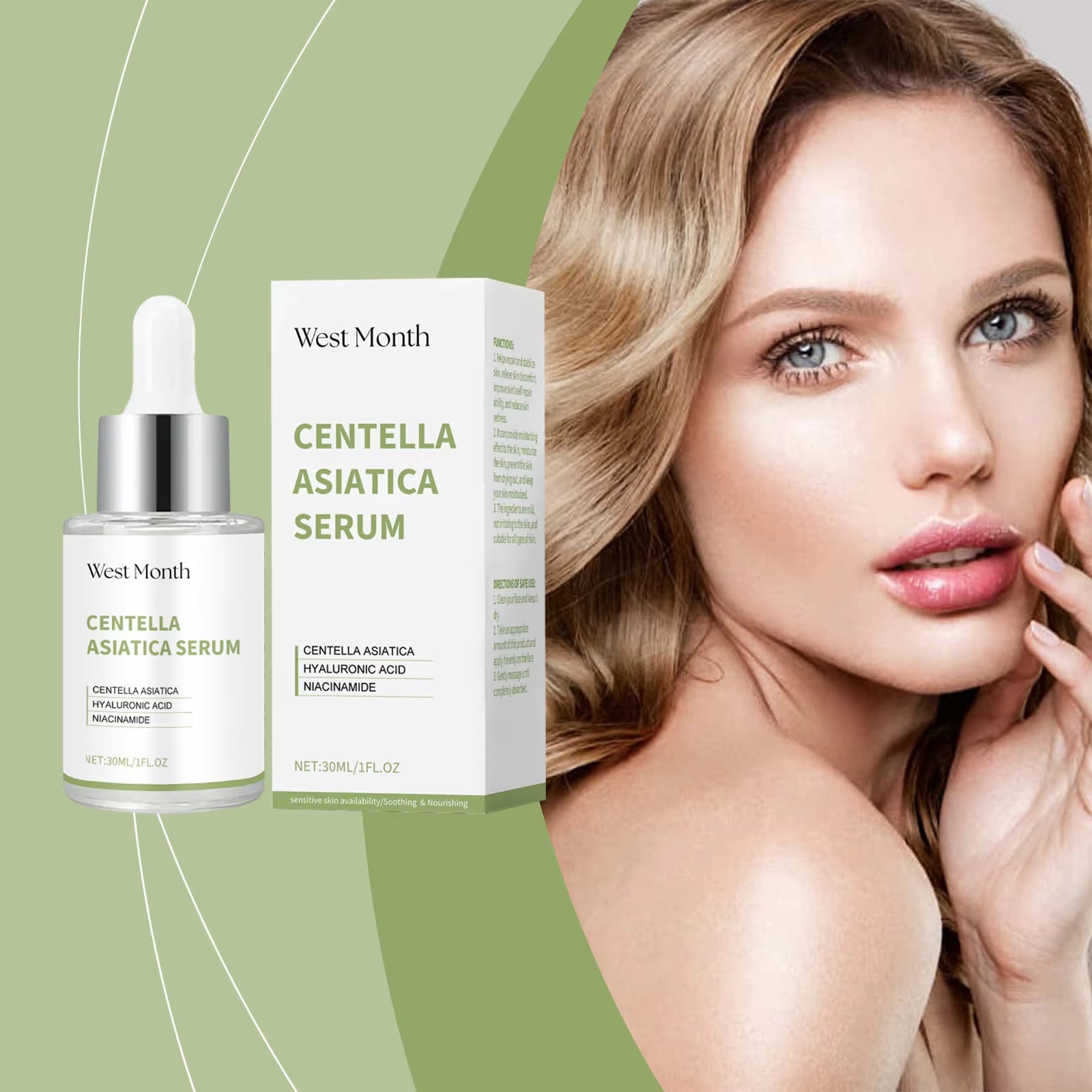 Centella Asiatica Facial Serum Moisturizing Nourish Repairing Dry Skin Smoothing Rejuvenation Soothing Brightening Beauty Health