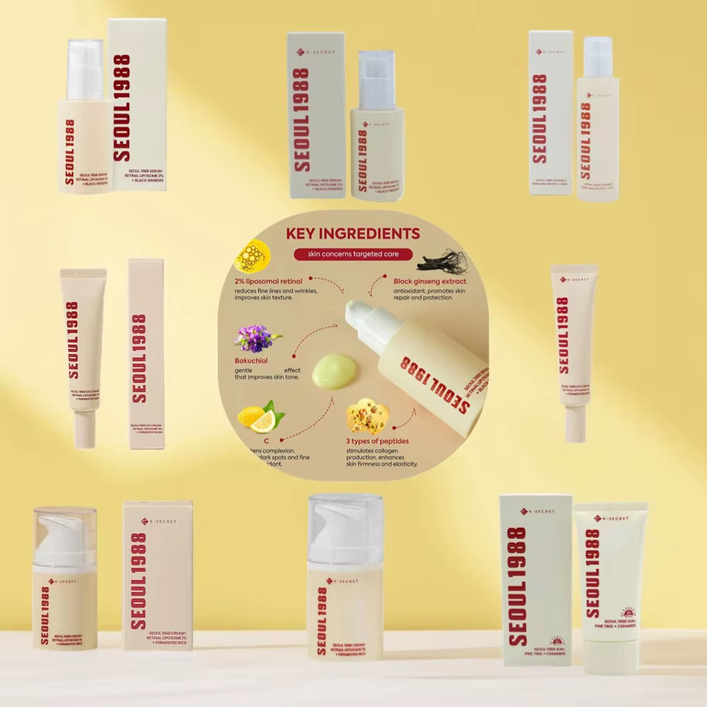 Korean Retinol Eye Cream & Face Serum - Black Ginseng, Niacinamide, Rice, Vitamin C - RODAWA