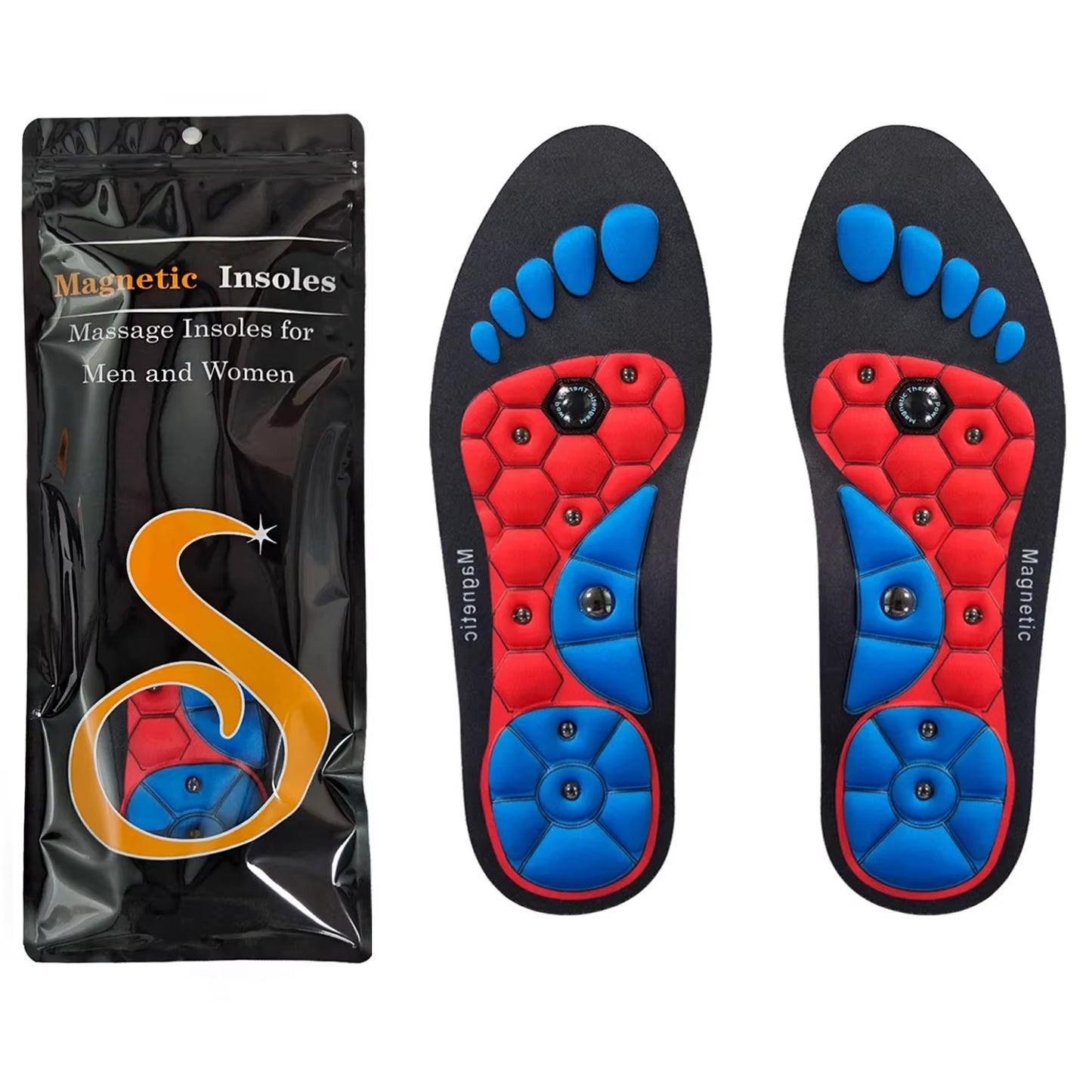 Experience Ultimate Comfort with Magnetic Sports Shoe Insoles - Orthopedic Inserts for Men and Women with Arch Support and Massage Features
