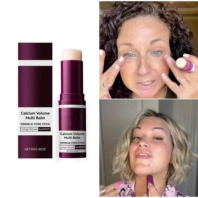 Calcium Volume Multi Balm Korean Skincare Stick,Face & Eye Cream,Collagen Deep Moisturizing Anti-Wrinkle,Suitable for Pre Makeup