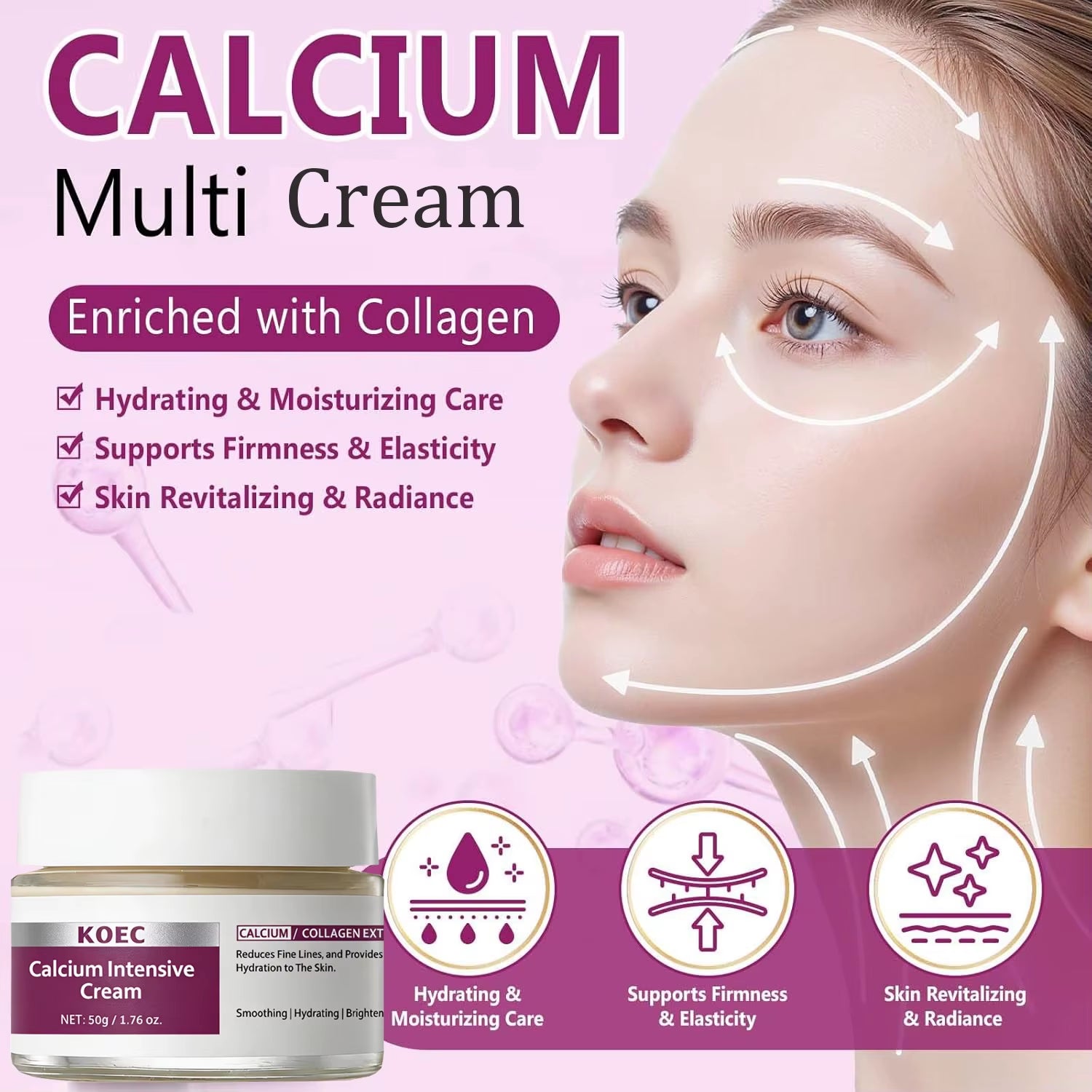Calcium Volume Multi Face Cream Hydrating anti Aging Fade Fine Lines Firming Skin Brightening Nourishing Collagen Moisturing