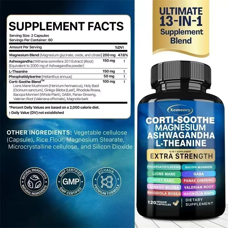 Corti-Soothe Supplement - Supports Adrenal Health, Regulates Cortisol, Promotes Relaxation, Increases Energy Levels - 120Pcs