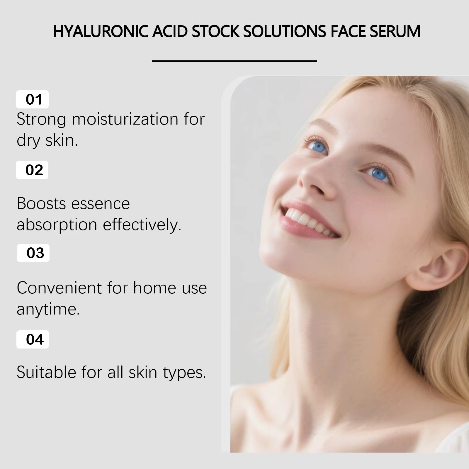 Hyaluronic Acid Stock Solutions Face Serum with Roller Microneedle Set Moisturizing Anti-Wrinkle Facial Serum Smoothing Refresh