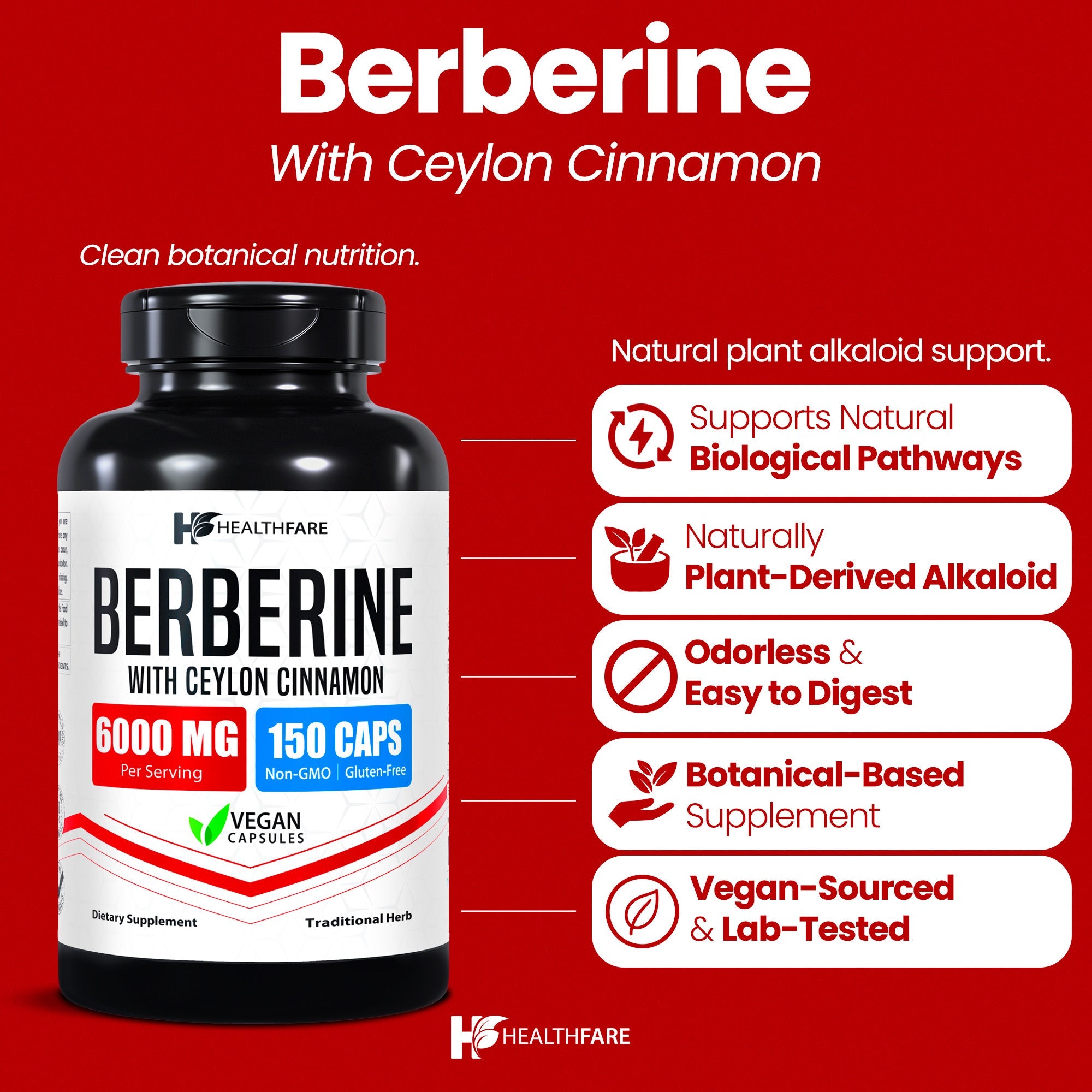 Berberine with Ceylon Cinnamon 6000Mg 150 Capsules