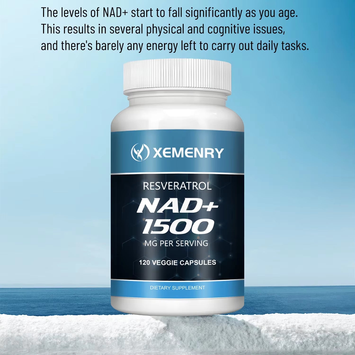NAD + Resveratrol - Anti-Aging, Helps Boost Energy, Promotes Cell and Skin Health - 120 Capsules