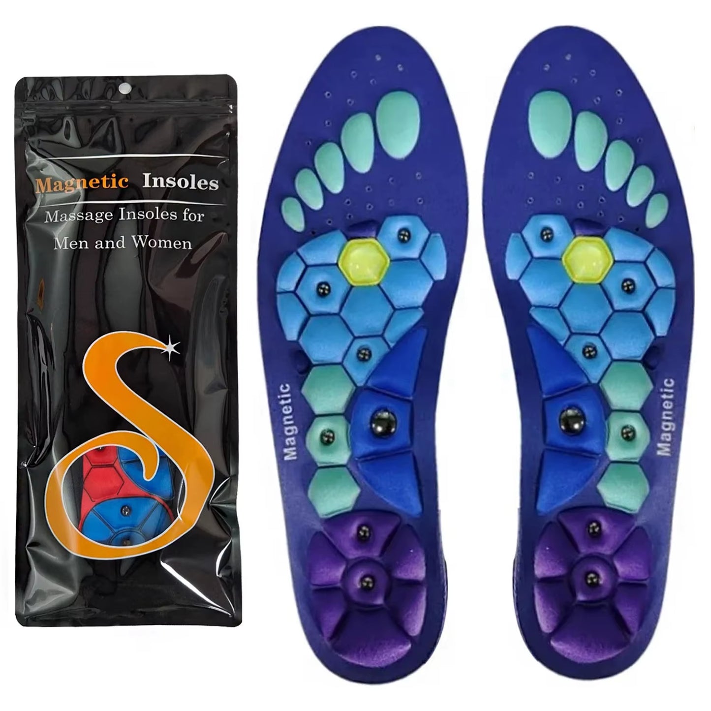 Experience Ultimate Comfort with Magnetic Sports Shoe Insoles - Orthopedic Inserts for Men and Women with Arch Support and Massage Features